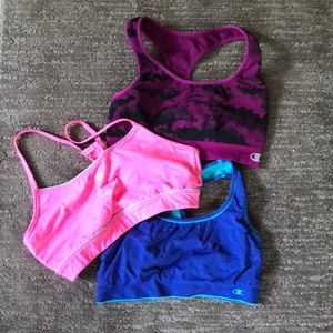 3 sports bras m/l medium coverage